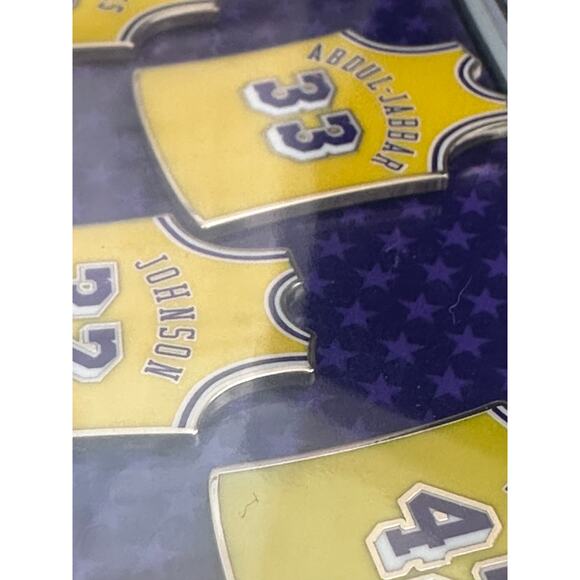 Los Angeles Lakers Showtime Retired Jerseys Pins Set Johnson Abdul-Jabbar SEALED - Picture 2 of 13